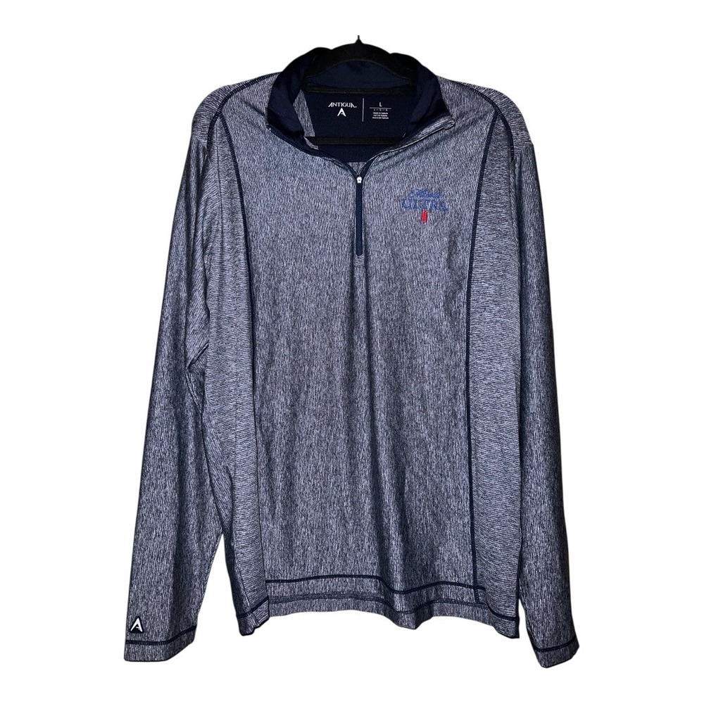 Antigua‎ Mens L Long Sleeve Gray Quarter Zip Pullover Golf Athletic Shirt